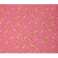 Pink Cotton Lawn Fabric with All-Over Yellow Leafy Branch Print and Subtle Brown Detailing, Smooth Lightweight Finish, 110 Cms Width, Made in India-D22548