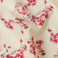 Cream Cotton Lawn Fabric with All-Over Red Leafy Branch Print and Subtle Black Detailing, Lightweight Smooth Finish, 110 Cms Width, Made in India-D22549