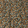 Black Cotton Lawn Fabric with All-Over Orange Floral Print and Green Leaf Detailing in Dense Pattern, Soft Lightweight Finish, 110 Cms Width, Made in India-D22553