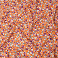 Orange Cotton Lawn Fabric with All-Over Purple Floral Print and Grey Leaf Detailing in Dense Pattern, Soft Lightweight Finish, 110 Cms Width, Made in India-D22555