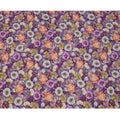 قماش كريب فيسكوز بقاعدة أرجوانية مع طباعة زهور برتقالية وبيج وبيضاء، عرض 110 سم، صنع في الهند - D23003