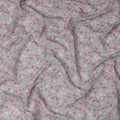 Dusty Blue Pink Leaf Print Cotton Voile Fabric, 140 cm Width, Made in India-D23043