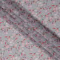 Dusty Blue Pink Leaf Print Cotton Voile Fabric, 140 cm Width, Made in India-D23043