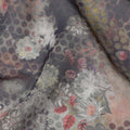Muted Charcoal Polka Dot and Floral Abstract Print Cotton Voile Fabric, 140 cm Width, Made in India-D23047