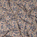Navy Blue Vintage Floral Bouquet Print Cotton Voile Fabric, 140 cm Width, India-D23049