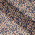 Navy Blue Vintage Floral Bouquet Print Cotton Voile Fabric, 140 cm Width, India-D23049