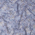 Lavender Blue Abstract Floral Print Cotton Voile Fabric, 140 cm Width, India-D23050