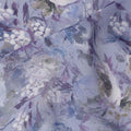 Lavender Blue Abstract Floral Print Cotton Voile Fabric, 140 cm Width, India-D23050