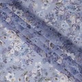 Lavender Blue Abstract Floral Print Cotton Voile Fabric, 140 cm Width, India-D23050