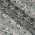قماش قطني فوال بطبعة زهور عتيقة باللون الأخضر الحكيم، عرض 140 سم، الهند - D23053
