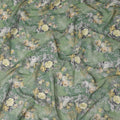 Olive Green Large Floral Print Cotton Voile Fabric, 140 cm Width, India-D23054