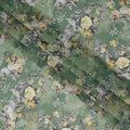 Olive Green Large Floral Print Cotton Voile Fabric, 140 cm Width, India-D23054