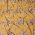 قماش فوال قطني بطبعة زهور صفراء ذهبية، عرض 140 سم، الهند - D23055