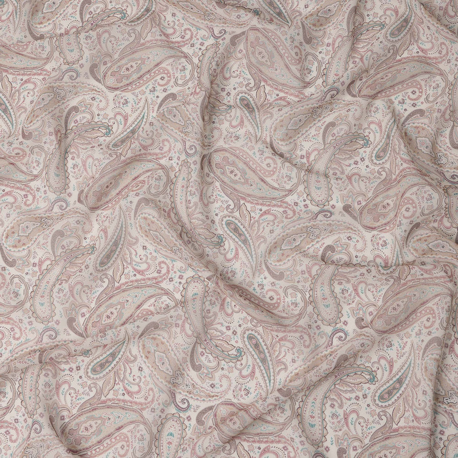قماش قطني فوال بطبعة بيزلي باستيل بيج، العرض: ١٤٠ سم، الهند - D23056