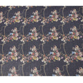 قماش قطني فوال بطبعة زهور متعددة الألوان باللون الأسود الفحمي، العرض: ١٤٠ سم، الهند - D23058