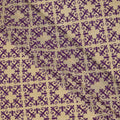 Beige with Purple Baroque Tile Print Pure Silk Crepe Fabric, 110 Cms Width, Made in India-D23159