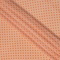 Orange with White Geometric Lattice Print Pure Silk Crepe Fabric, 110 Cms Width, Made in India-D23160