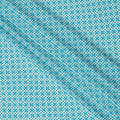 قماش كريب حريري خالص بطبعة هندسية شبكية باللون الأزرق السماوي والأبيض، عرض 110 سم، صنع في الهند - D23161