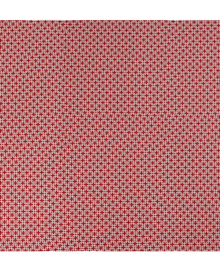 Deep Red with White Geometric Lattice Print Pure Silk Crepe Fabric, 110 Cms Width, Made in India-D23162