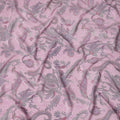 Baby Pink with Multicolor Paisley Floral Print Pure Silk Crepe Fabric, 110 Cms Width, Made in India-D23164