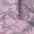 Baby Pink with Multicolor Paisley Floral Print Pure Silk Crepe Fabric, 110 Cms Width, Made in India-D23164