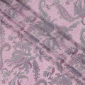 Baby Pink with Multicolor Paisley Floral Print Pure Silk Crepe Fabric, 110 Cms Width, Made in India-D23164