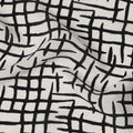 White Base Abstract Cross Hatch Print Pure Silk Crepe Fabric, 110 Cms Width, Made in India-D23168 - Regal Fabrics