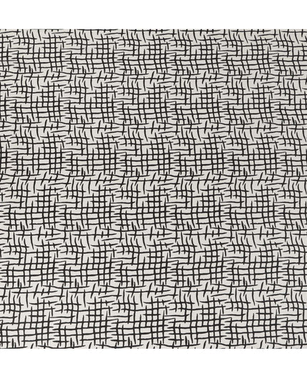 White Base Abstract Cross Hatch Print Pure Silk Crepe Fabric, 110 Cms Width, Made in India-D23168 - Regal Fabrics