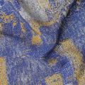قماش كريب حريري خالص بنقشة تجريدية زرقاء ملكية، عرض 110 سم، صنع في الهند - D23172