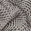 Brown and Grey Geometric Illusion Print Pure Silk Crepe Fabric, 110 Cms Width, Made in India-D23177