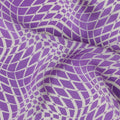 Purple and White Geometric Illusion Print Pure Silk Crepe Fabric, 110 Cms Width, Made in India-D23178