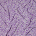 Lavender Base with White Tropical Floral Leaf Print Pure Silk Crepe Fabric, 110 Cms Width, Made in India-D23188