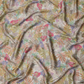 Multicolor Tropical Leaf Print Viscose Modal Satin Fabric, 110 Cms Width, Made in India-D23287