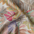 Multicolor Tropical Leaf Print Viscose Modal Satin Fabric, 110 Cms Width, Made in India-D23287