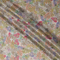 Multicolor Tropical Leaf Print Viscose Modal Satin Fabric, 110 Cms Width, Made in India-D23287
