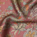 Dusty Rose Vintage Floral Print Viscose Modal Satin Fabric, 110 Cms Width, Made in India-D23293