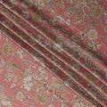 Dusty Rose Vintage Floral Print Viscose Modal Satin Fabric, 110 Cms Width, Made in India-D23293