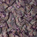 Deep Plum Lotus Floral Print Viscose Modal Satin Fabric, 110 Cms Width, Made in India-D23296