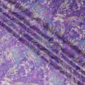 Violet Abstract Botanical Print Viscose Modal Satin Fabric, 110 Cms Width, Made in India-D23298
