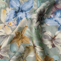 Sage Green Watercolor Floral Print Viscose Modal Satin Fabric, 110 Cms Width, Made in India-D23299 Regal Fabrics