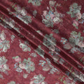 Maroon Vintage Rose Bouquet Print Viscose Modal Satin Fabric, 110 Cms Width, Made in India-D23300