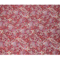 قماش ساتان فيسكوز مودال بطبعة نباتية تجريدية باللون الأحمر القرمزي، عرض 110 سم، صنع في الهند - D23301