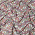 Ivory Multicolor Paisley Print Viscose Modal Satin Fabric, 110 Cms Width, Made in India-D23304