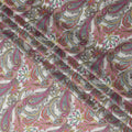 Ivory Multicolor Paisley Print Viscose Modal Satin Fabric, 110 Cms Width, Made in India-D23304