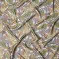 Ivory Yellow Multicolor Paisley Print Viscose Modal Satin Fabric, 110 Cms Width, Made in India-D23305