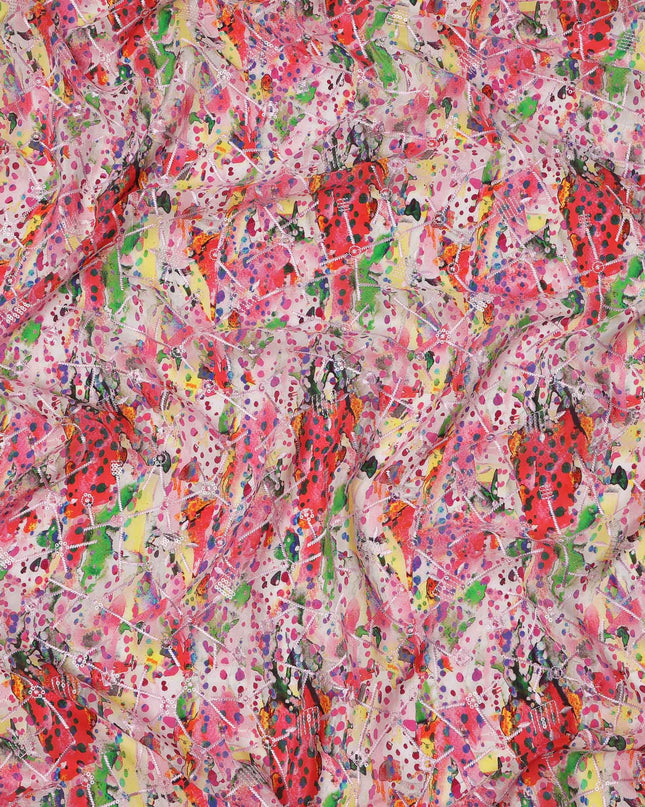 قماش كريب فيسكوز متعدد الألوان بطباعة تجريدية منقطة، عرض 110 سم، صنع في الهند - D23603