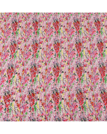 Multicolor Abstract Splatter and Dot Print Viscose Crepe Fabric, 110 Cms Width, Made in India-D23603