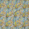 Multicolor Blue-Yellow Splash and Dot Print Viscose Crepe Fabric, 110 Cms Width, Made in India-D23604