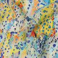 Multicolor Blue-Yellow Splash and Dot Print Viscose Crepe Fabric, 110 Cms Width, Made in India-D23604