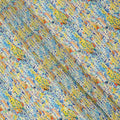 Multicolor Blue-Yellow Splash and Dot Print Viscose Crepe Fabric, 110 Cms Width, Made in India-D23604